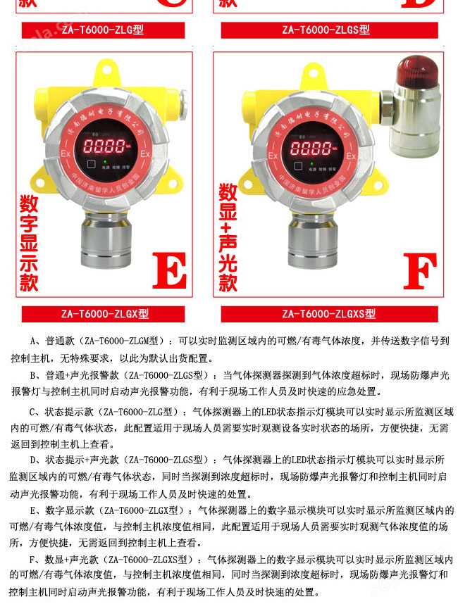 锅炉房液化气浓度报警器,气体检测仪配声光报警器